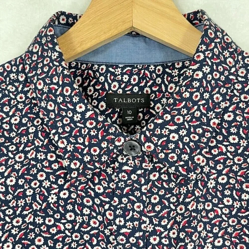 Talbots Floral Form Fitting Button Down Shirt Ditsy Grandma CottageCore Chic
